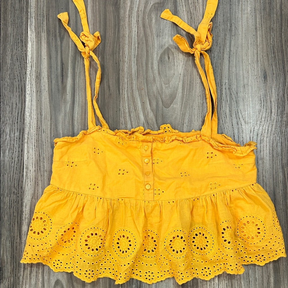 Urban Outfitters Yellow Eyelet Crop Top